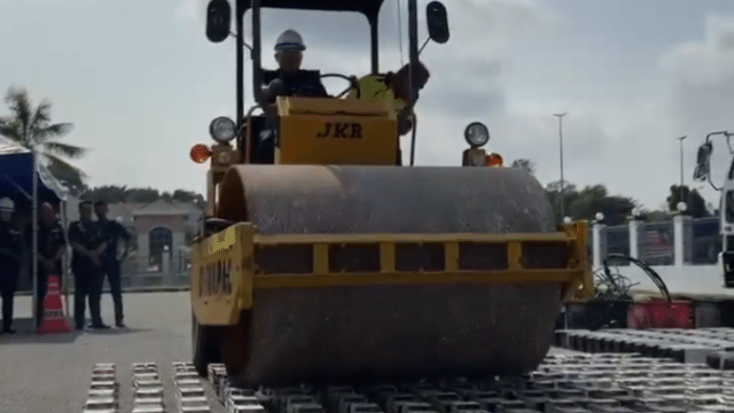 Watch: Malaysian Cops Destroy 100s of Bitcoin Miners with Steamroller Fury